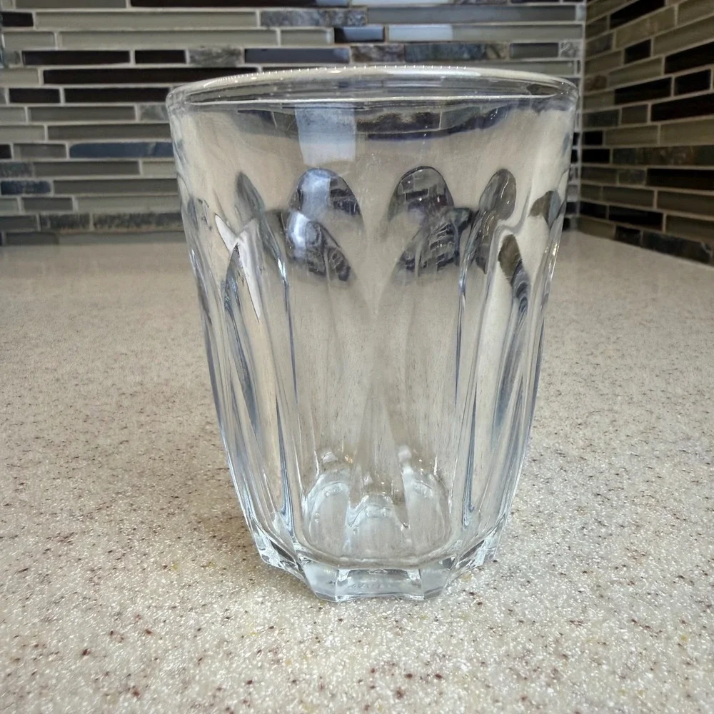 VTG Vetravir Italy Clear Glass Juice Glasses Set of 6 Paneled Scalloped Art Deco